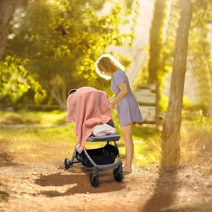 Lulu moon Muslin Swaddle Blanket Baby Receiving Blankets Neutral, 2 Pack, Peach