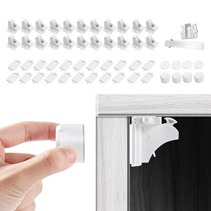 Vmaisi Magnet Cabinet Locks for Babies (22 Locks and 4 Keys)