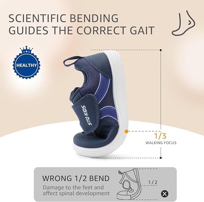 Toddler Wide Toe Box Barefoot Shoes Boys Girls Sneakers Kids Tennis Shoes Preschool Non Slip Lightweight Comfortable First Walking Shoes Running Outdoor Activities