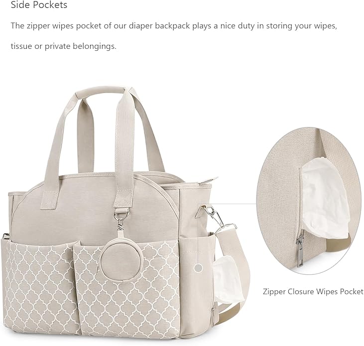 Lmbabter Diaper Bag Tote with Changing Station Upgrade Multi-Function Baby Bag with Adjustable Shoulder Strap