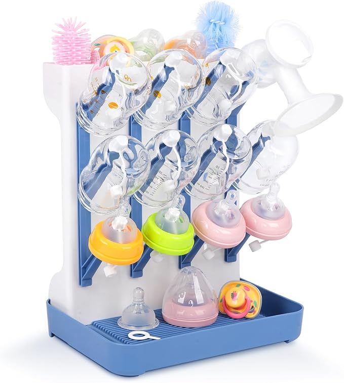 Ultimate Baby Bottle Drying Station -Space Saving Standing Drying Rack for Baby Bottles Multi-Level Vertical Holder for Maximum Airflow & Storage