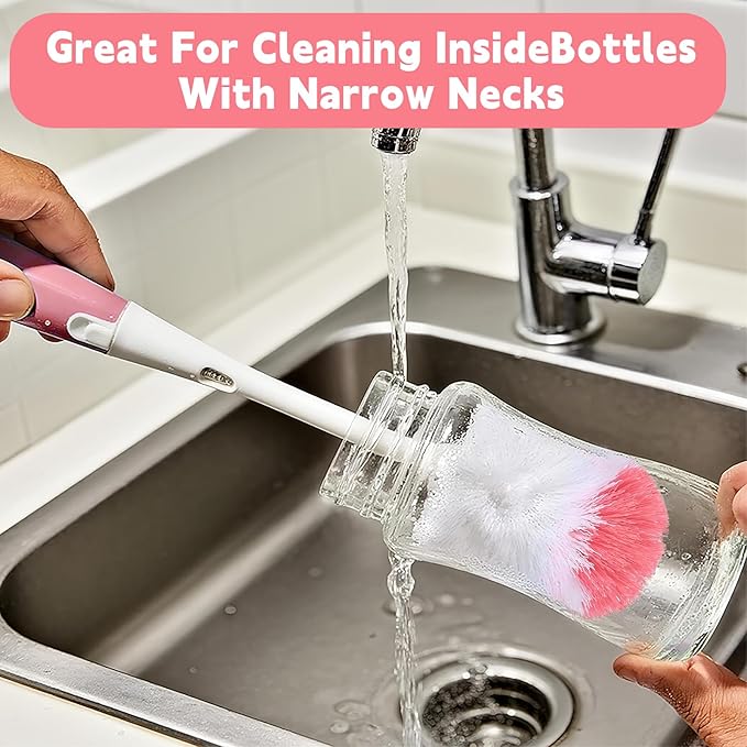 Bottle Brush Replacement Head - Compatible with OXO Bottle Brush. White and Pink (Pack of 2).