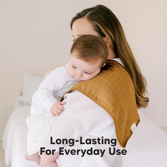 5-Pack Cotton Muslin Burp Cloths Baby Girls, Boys - Soft & Absorbent Spit Up Burp Rags, Large Muslin Towel, Cotton Wash Cloths for Babies, Newborn, Infant, No Shrink, Durable, Neutral (Corals)