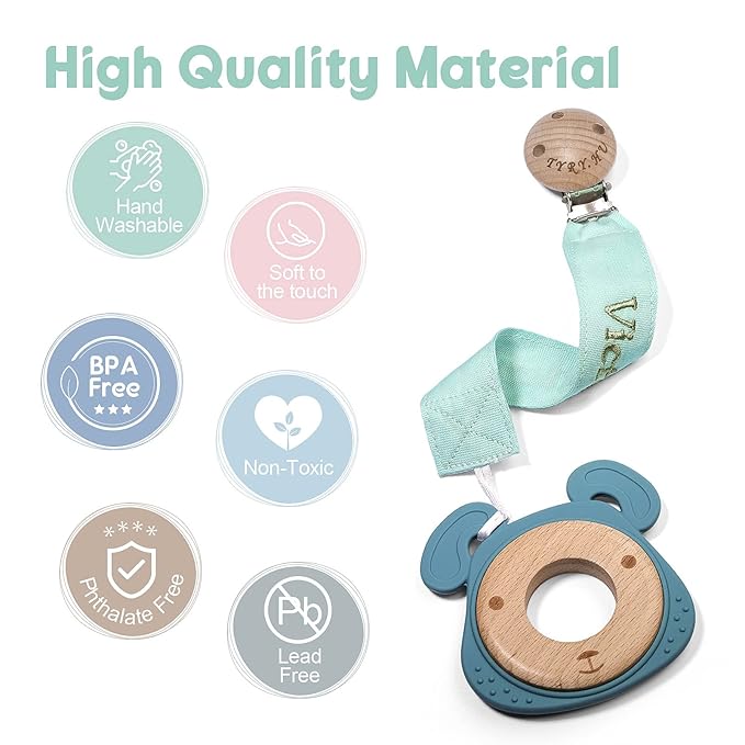 TYRY.HU Personalized Pacifier Clip with Name, Embroidery Webbing Pacifier Holder for Baby Girls and Boys, Neutral Binky Clips Universally Fit All Pacifiers & Baby Toys, Baby Gift, 2 Pack(Blue, Green)