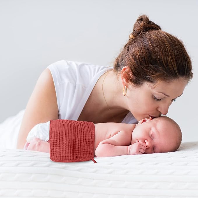 8 Packs Muslin Burp Cloths 6 Layers Unisex Baby Items Absorbent Burp Rags Colorful Muslin Washcloths for Baby Plain Soft Cotton Cloth for Babies Girls Boys, 10 x 20 Inch (Bright Colors)