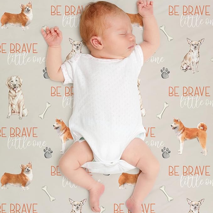 Baby Blanket for Boys and Girls - Soft Nursery Minky Blankets for Newborn, Printed Bed Blanket with Double Layer Dotted Backing for Baby Crib Stroller, 30 x 40 Inch, Cute Puppy