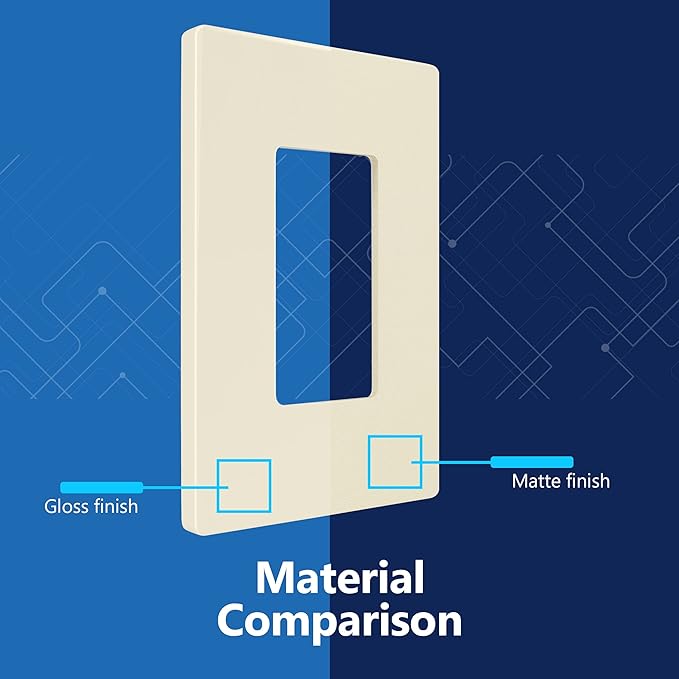 LIDER Matte Finish Decorator Switch Cover, Screwless Wall Plate, Mid-Size 1-Gang 4.88" x 3.11", Unbreakable Polycarbonate Thermoplastic, UL Listed, LSWP-31M-LA10P, Light Almond, 10 pack