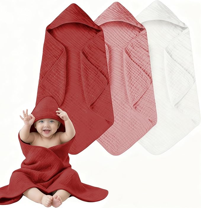 3-Pack Hooded Baby Towels for Newborn 100% Cotton Soft Babies Blanket Toddler and Kids Bath Towel Baby Essentials