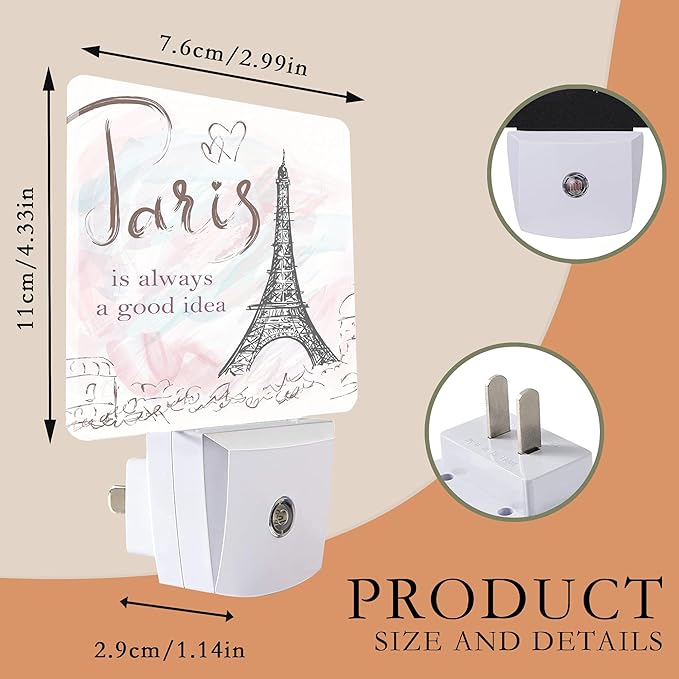 Eiffel Tower Night Light,Paris Night Lights Plug into Wall for Boys Girls Bedroom Decorative Half Round Nightlight Led Lamp 0.5W Sleep Friendly