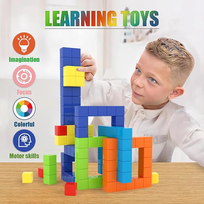 100 PCS Magnetic Building Blocks, for Toddlers Age 3-5, for Kids Ages 4-8,Magnetic Cubes, Preschool Educational Sensory Magnet Toys for Boys and Girls