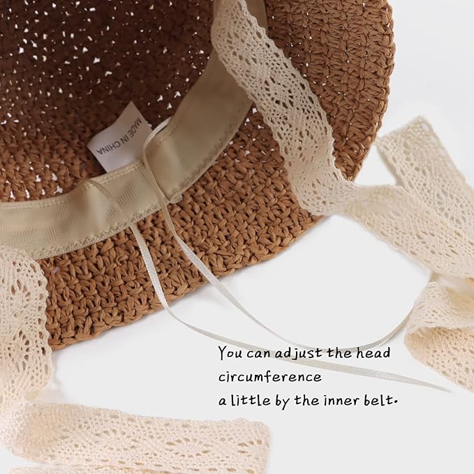 Baby Girl Straw Hat Outdoor Baby Sun Protection Hats Summer Bowknot Beach Cap for Infant Toddler Girls