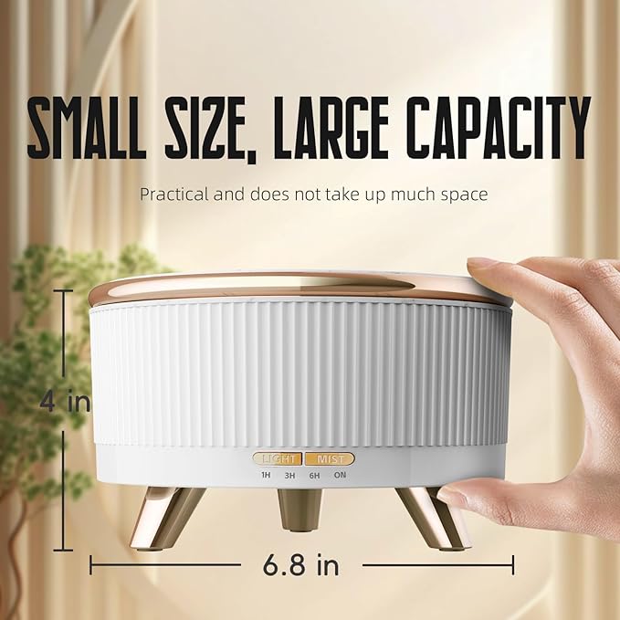 500ML Large Capacity Essential Oil Diffuser, Ultrasonic Aromatherapy Diffuser with 7 Color LED Lights with Remote Control, Cool Mist Humidifier, Timed Mist, Auto Shut-Off (White)