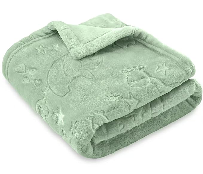 BORITAR Baby Blanket Elephant Animal for Boys Girls Ultra Soft Fleece Warm and Lightweight Blankets for Infant Toddler Newborn, 30x40 Inch, Green