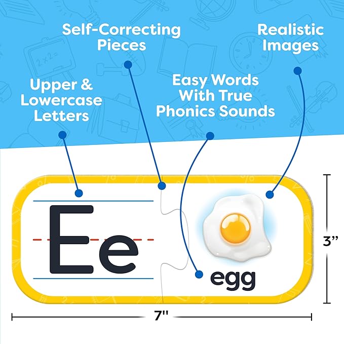 Alphabet Puzzle Games for Kindergarten - 26 Pairs Self-Correcting ABC Puzzle Alphabet Learning Toys Matching Game - ABC Learning for Toddlers Letters Matching Game Preschool Educational Toys