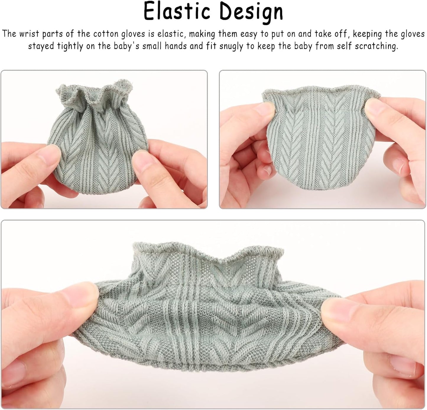Newborn Baby Mittens No Scratch Cotton Elastic Wrist Gloves Infant Toddler Mittens for Baby Boy Girl 0-6 Months