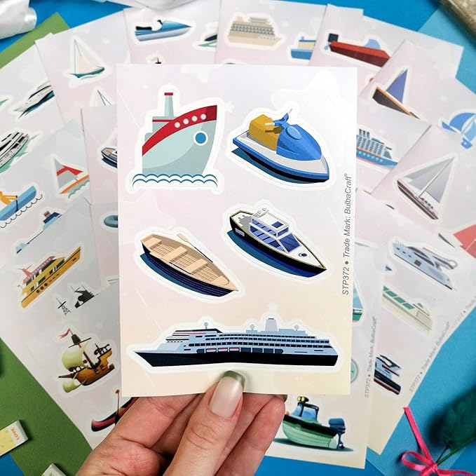 100 Pcs Boat Stickers, Sailboat Stickers - Sailboat Party Favors, Boat Gift, Gifts for Women & Men