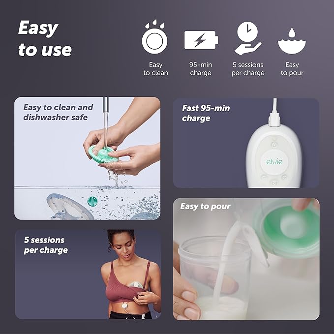 Elvie Stride Hospital-Grade, App-Controlled Breast Pump - Hands-Free, Wearable, Ultra-Quiet & Electric with 2-Modes, 10-Settings & 5oz Capacity per Cup