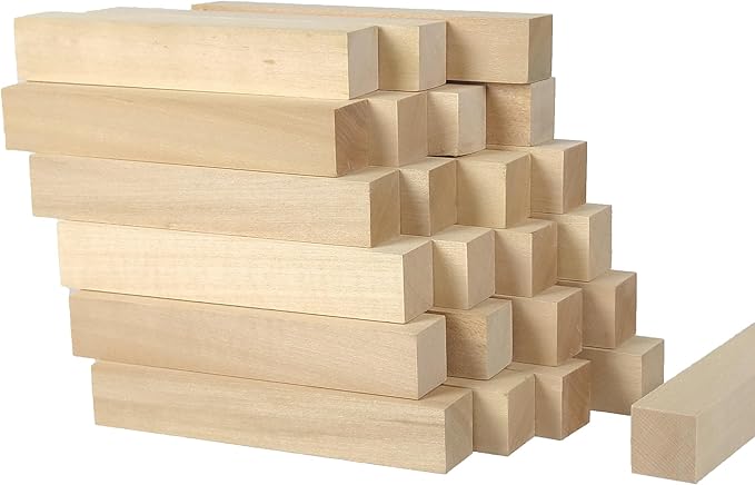 24PCS Basswood Carving Blocks，Whittling Wood Carving Kit,Soft Basswood for Carving(6"x1"x1")