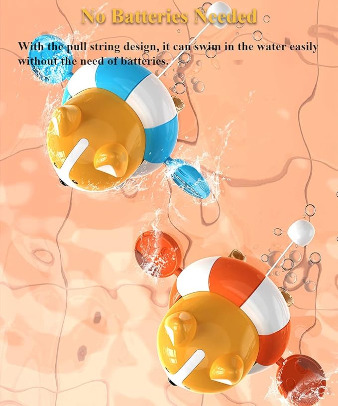 Bath Toy Pull String Corgi Bathtub Toy Windup Swimming Corgi Rowing Puppy Floating Water Toy for Boys and Girls (Orange)