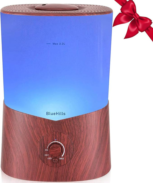 BlueHills Premium 3000 ML XL Essential Oil Diffuser Aroma Humidifier 3 Liter Big 3L Capacity Huge Size Plant Baby Living Room Home Decor Aromatherapy Diffuser for Large Room Dark Wood Grain 3L-K3