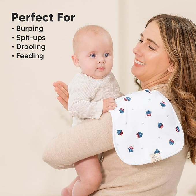 Organic Burp Cloths Baby Boy & Girl - 5-Pack Super Absorbent Cotton Burping Cloths for Babies, Soft & Plush Newborn Spit Up Rags, Infant Towels for Milk Spit Up, Unisex, Large 21" x 10" (U.S.A)