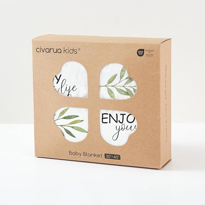 Baby Blankets for Unisex Boys Girls, Soft Breathable Front Dotted Fleece Backing, Printed Bed Nursery Minky Blankets for Toddler Newborn, Greenery, 30 x 40 inches