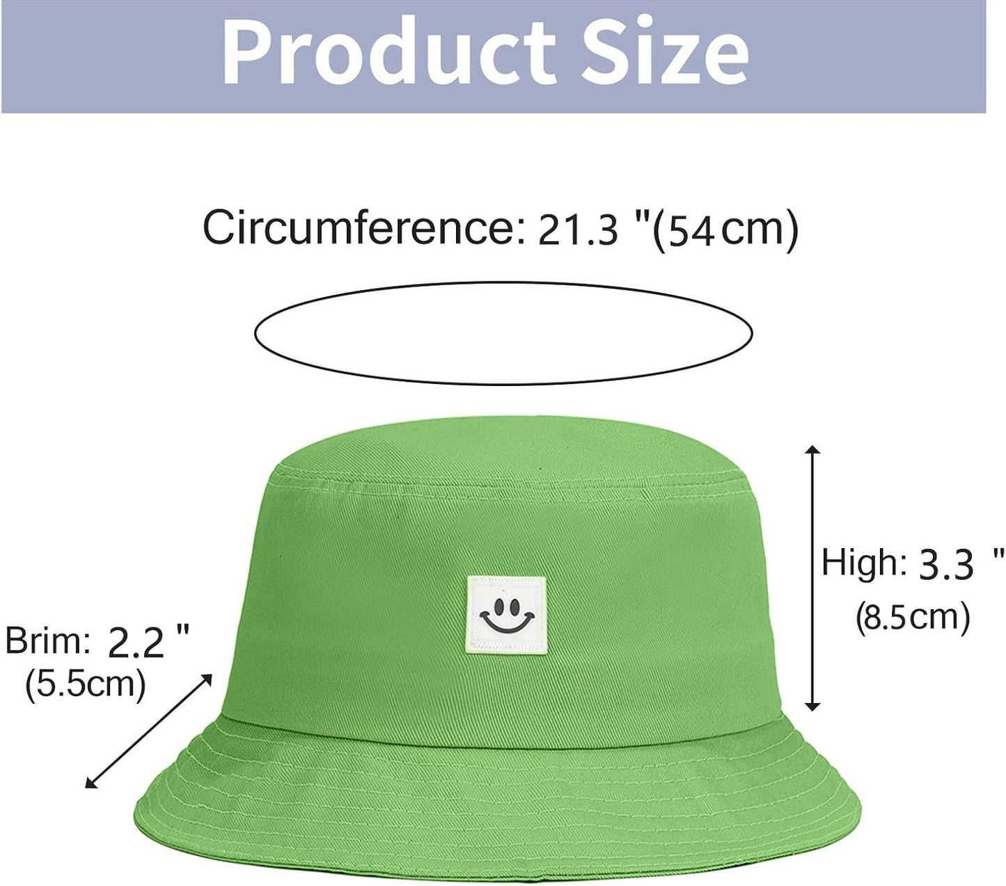 Kids Sun Hat Smile Face Bucket Hat for Girls Boys Summer Sun Protection Cotton Unisex Beach Cap