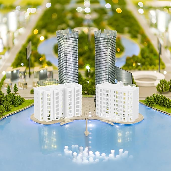 TOYANDONA Miniature Building Model Set 4Pcs Plastic Apartment Building Ornaments for Sand Table DIY Mini City Landscape Decoration Compact and Lightweight for Architectural Scenes