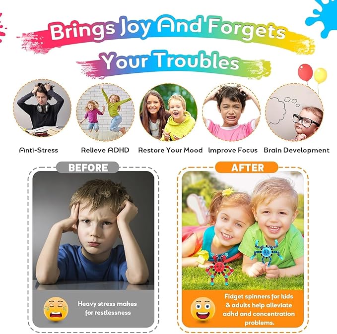 Transformable Fidget Spinner Toys for Kids and Adults,8 PCS Finger Sensory Toy for Boys Girls Autism ADHD Relief,Gifts for Chrismas Birthdays Party Favors for Teens Travel Stocking Stuffers