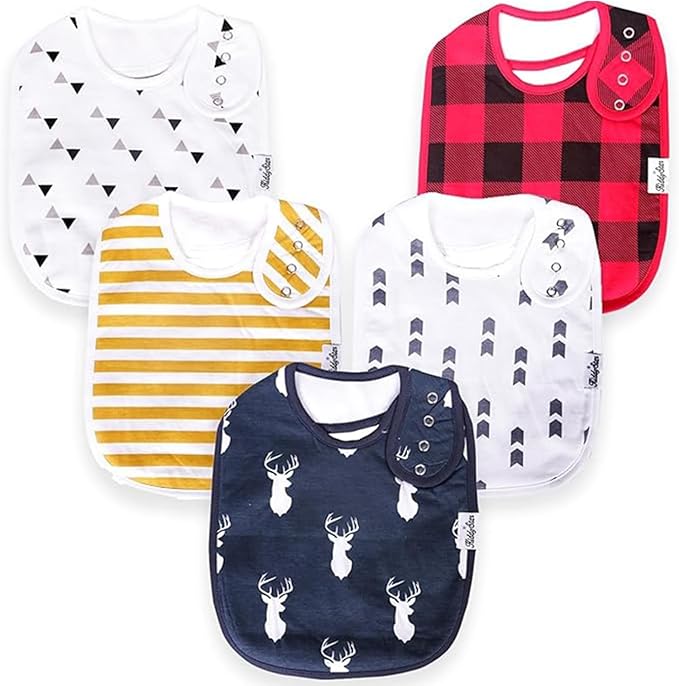 Organic Cotton Baby Bibs for Boys & Girls – Soft, Absorbent Teething & Drool Bibs - Adjustable Snaps for Toddlers