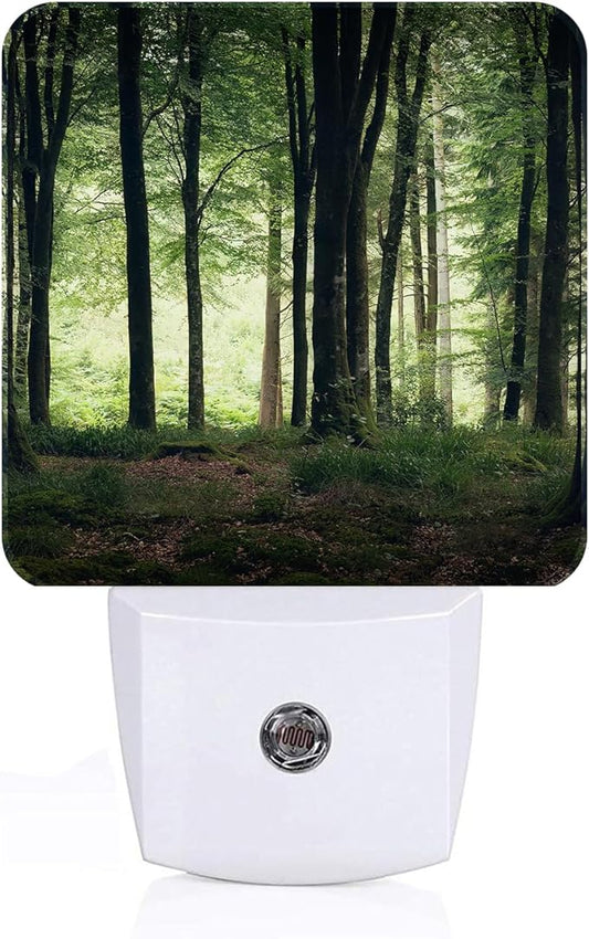 Green Forest Night Light,Plug Into Wall with Dusk to Dawn Light Sensors, Warm Nightlights for Bedroom, Bathroom, Hallway, Kitchen, Gifts Ideal for Boys Girls Women Men
