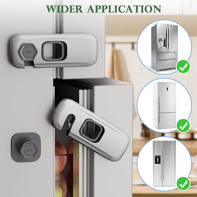 5 Pack Child Proof Refrigerator Lock, Baby Proofing Cabinet Locks, oven lock child safety, fridge lock, for Fridge, Drawers, Dishwasher, Oven, Cupboard, Closet, Adhesive, No Tools Need(Grey)