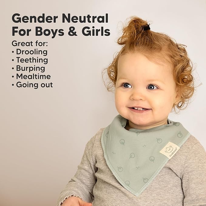 8-Pack Organic Baby Bandana Bibs for Boys, Girls - Super Absorbent Triangle Baby Bibs for Drooling and Teething Infant, 100% Cotton Extra Soft for Newborn, Infant 0-36 Months (Nordic)