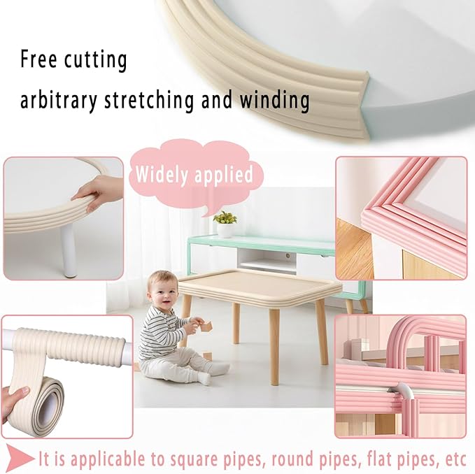 Baby Proofing Edge Corner Protector, 6.5 Ft Self - Adhesive Edge Protector for Baby, Soft NBR Rubber Foam Padding, Furniture, Sharp Edge Safety Corner Edge Bumper Guard-Brown