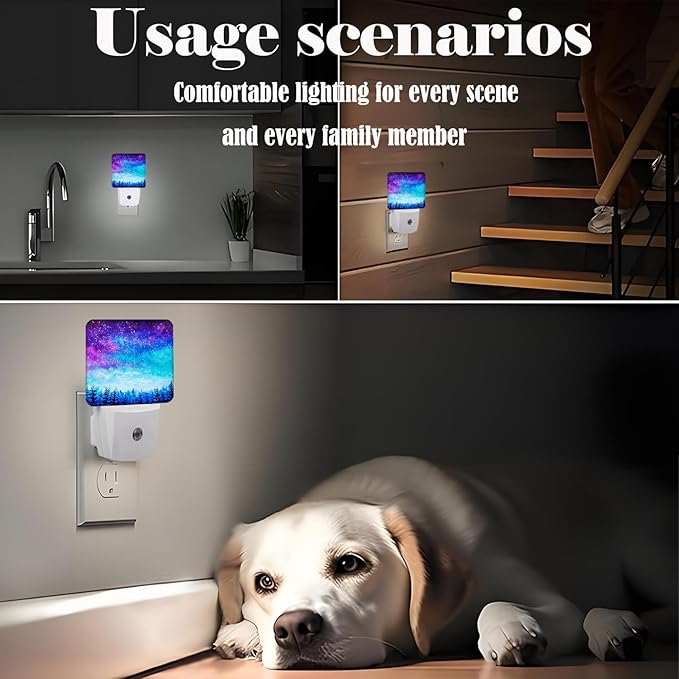 Starry Sky Forest Night Light,Plug Into Wall Decor for Stairway,Hallway,Kitchen,Dusk to Dawn Sensor Nightlights for Boys/Girls/Women/Men Room Gifts