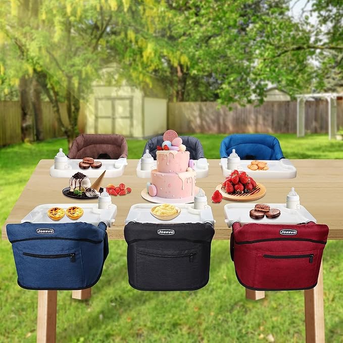 Hook On High Chair, Jozzve Clip on High Chair with Removable Dining Tray for Babies and Toddlers, Fold-Flat Storage Portable Baby Feeding Seat, Attach to Fast Table Chair for Home Travel (Grey)