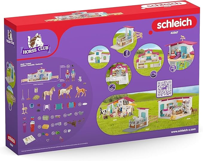 Schleich Horse Club - 115 PC Lakeside Riding Center Horse Toy Playset with Horses and Riders, Barn and Farm Figurine Accessories - Farm Toys for Girls and Boys - Realistic Kids Toys Ages 5+ | 42567