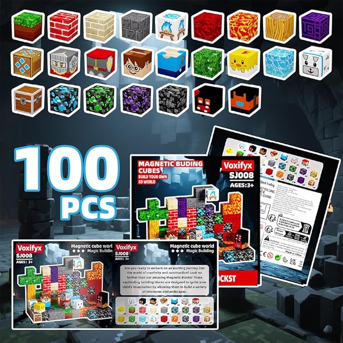 100pcs Magnetic Blocks Magnetic Building Blocks Set, Kids Sensory Toy for Toddlers STEM Learning, Stacking Magnets for Kids