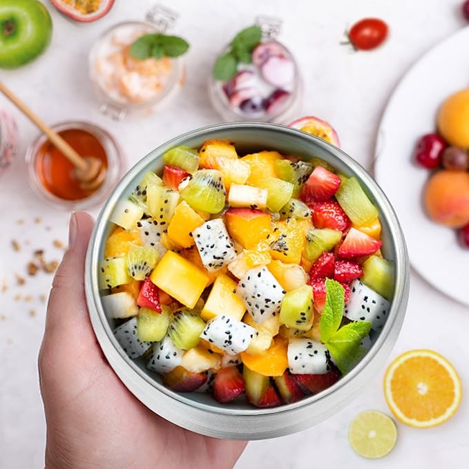 LIANYU Stainless Steel Kids Bowls, 12oz Small Kids Toddler Bowls Set of 6, Double-walled Stainless Steel, Feeding Child Dinner Lunch, Soup, Snack, Dishwasher Safe