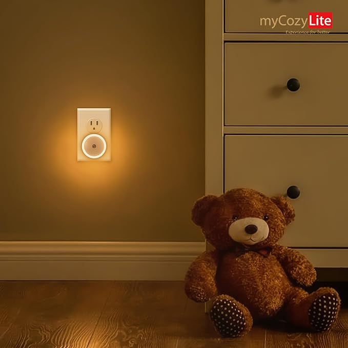 myCozyLite LED Night Lights Plug into Wall, Dusk to Dawn Sensor, Warm Hue, Plug in Night Light, Automatic Dimming, 2 Pack Night Lights for Kids, Adults, Hallways, Stairway, Kitchen, Bathroom, Bedroom
