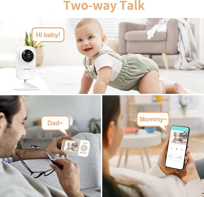 ebemate Video Baby Monitor with Two Camera, 2.8" LCD Screen with 2-Way Talk Cam Monitor and 5 Soothing Lullabies Baby Monitoring EB29-2