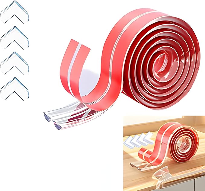 Edge Protector Strip, Corner Protector Baby,Corner Protectors for Furniture with3M Adhesiveft，Safe for Table, Fireplace (0.6x0.6 in Width 13.1 ft Length)