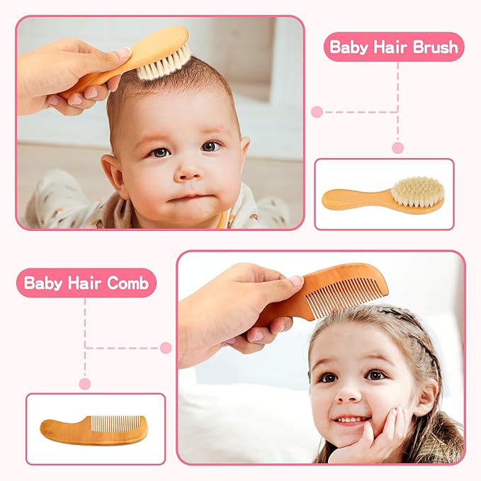 Baby Grooming Kit, Infant Safety Care Set with Hair Brush Comb Nail Clipper Nasal Aspirator,Baby Essentials Kit for Newborn Girls Boys(13 Pc Pink Kit)