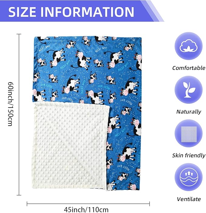 iEvolve Baby Nursery Bed Blankets Ultra Soft Double Layer Mini Blanket Minky Blanket Receiving Blankets Shower Gifts(Cow,45 * 60in)