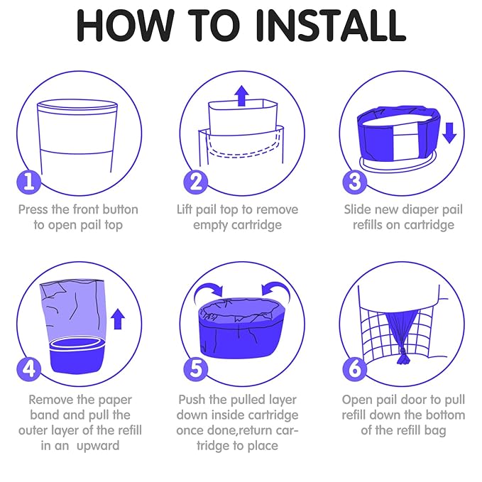 Yeaqee 12 Pack Diaper Disposal Liner Refills Compatible with Janibell Akord 280 Dekor Plus Diaper Pails Extra Thick Pail Refill Liners Adult Scented Odor Resistant Liners Holds up to 7200(Purple)