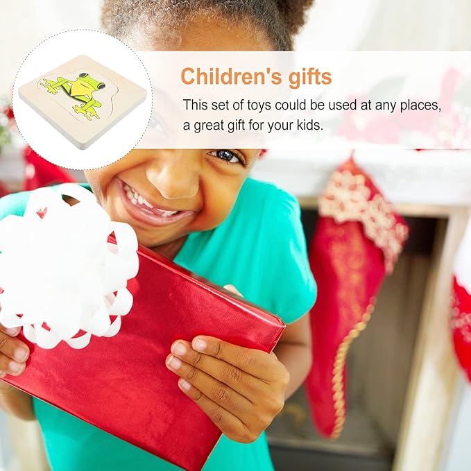 Wooden Multi Layered Puzzles, Life Cycle of Frog, Cartoon Montessori Toy DIY Puzzle Early Educational Toy Preschool Learning Game for Boys & Girls 3 Years and Above