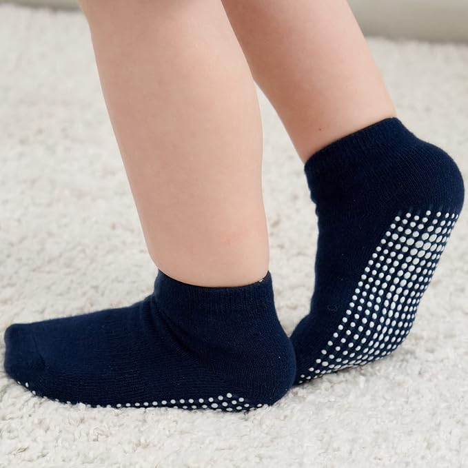 ZAPLES Baby Non Slip Grip Ankle Socks with Anti Skid Grippers Boys Girls Low Cut for Infants Toddlers Kids