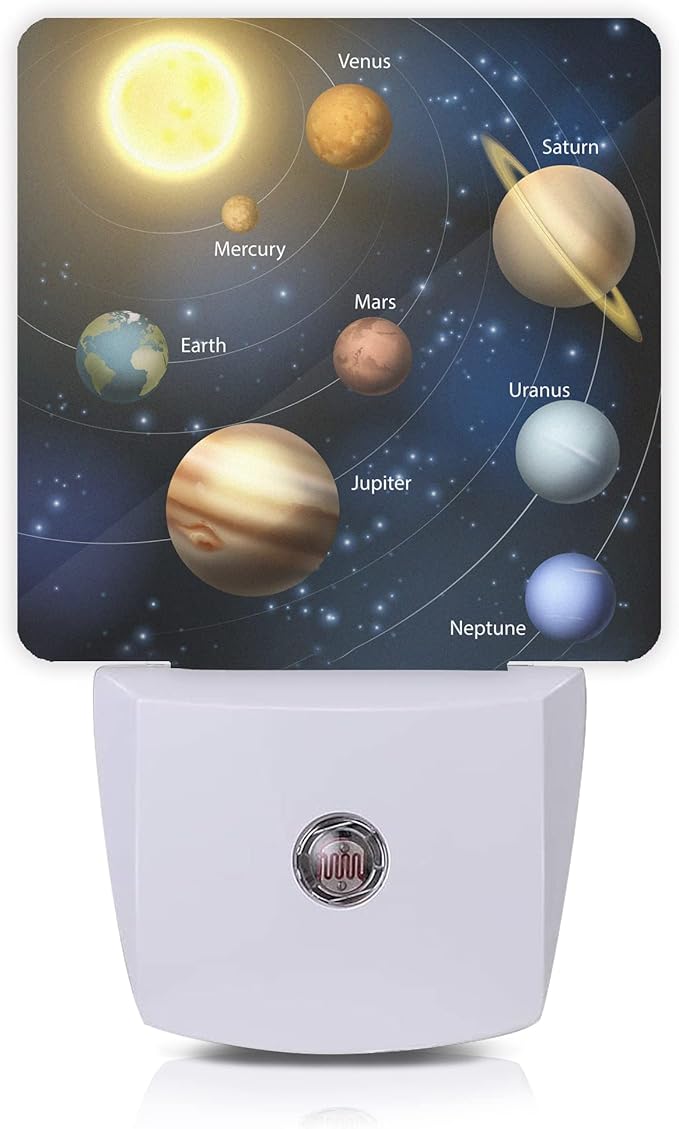Planet Solar System Universe Galaxy Space Night Light Plug-in LED Nightlights Auto Sensor Night Lamp Dusk-to-Dawn Lamp Home Decor for Nursery Children Girls Boys