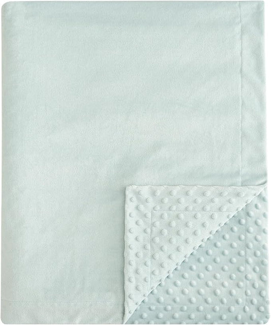 david's kids Micro Fleece Minky Baby Blanket for Boys Girls Neutral with Double Layer and Soothing Raised Dots, 40x50 Inches Breathable and Soft Lightweight Receiving Blanket for Newborns, Light Blue