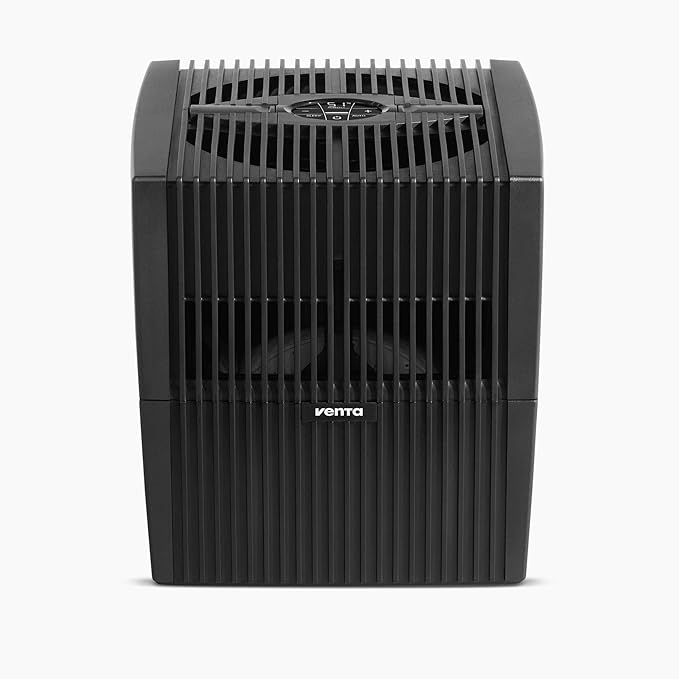 Venta LW25 Comfort Plus Humidifier in Black - Filter-Free Evaporative Humidifier for Spaces up to 485 ft²